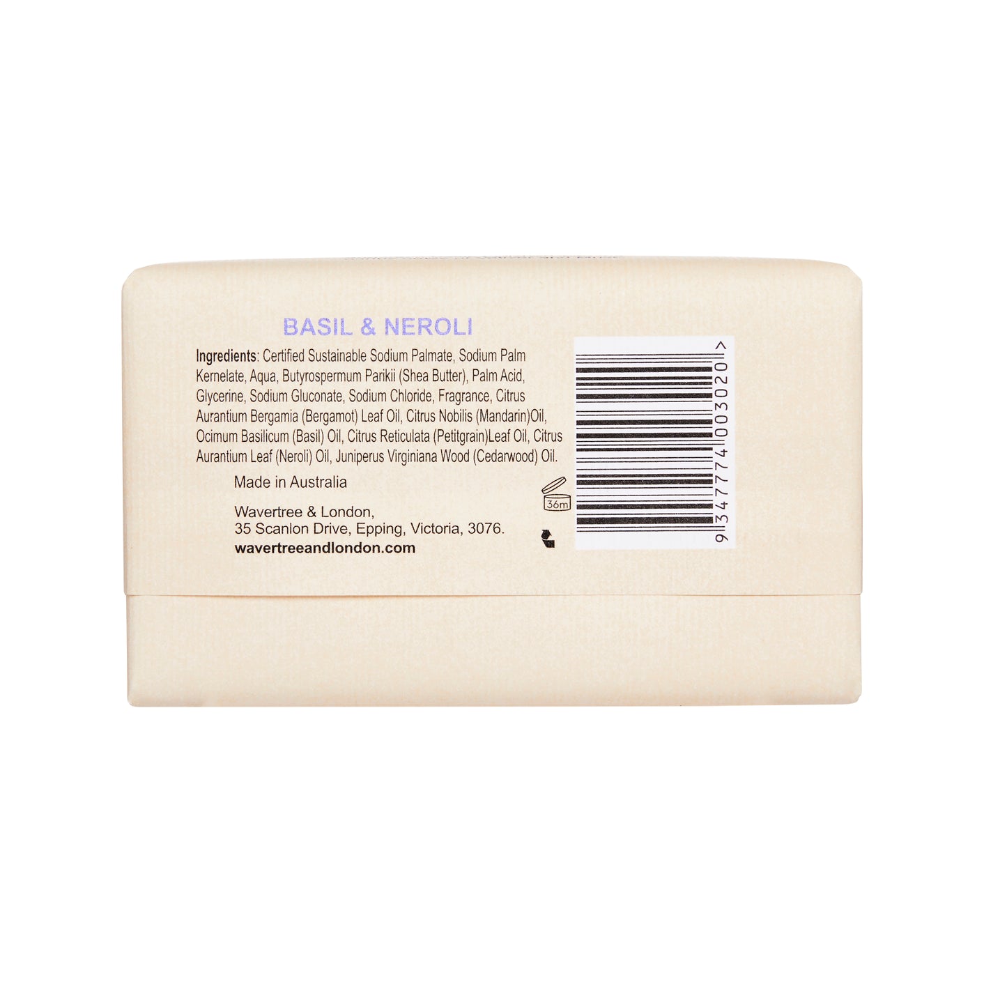 Wavertree & London Basil & Neroli Soap Bar | Moisturising Triple-Milled Bar with Shea Butter | 100% Naturally Derived