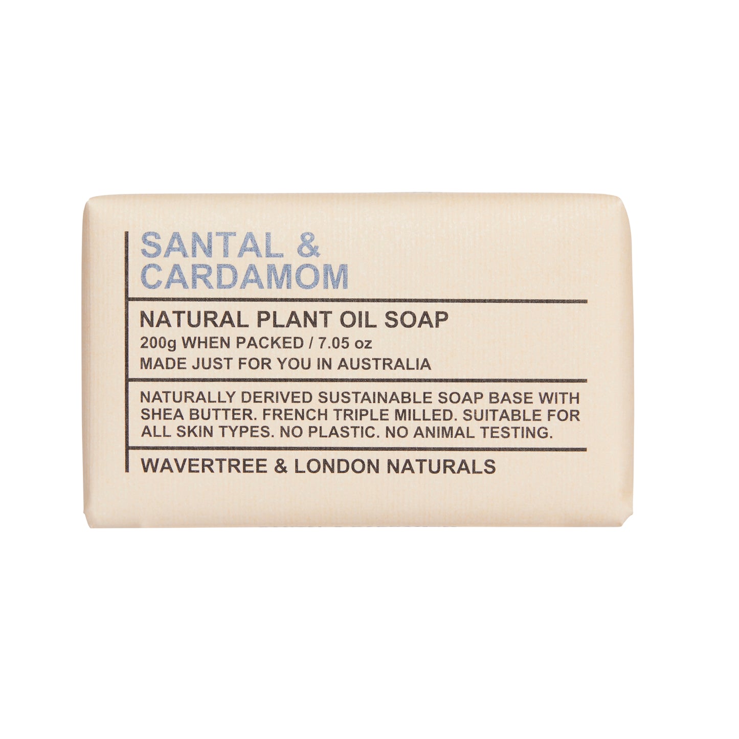 Wavertree & London Santal & Cardamom Soap Bar | Moisturizing, Shea Butter, Triple-Milled | Gentle for Sensitive Skin