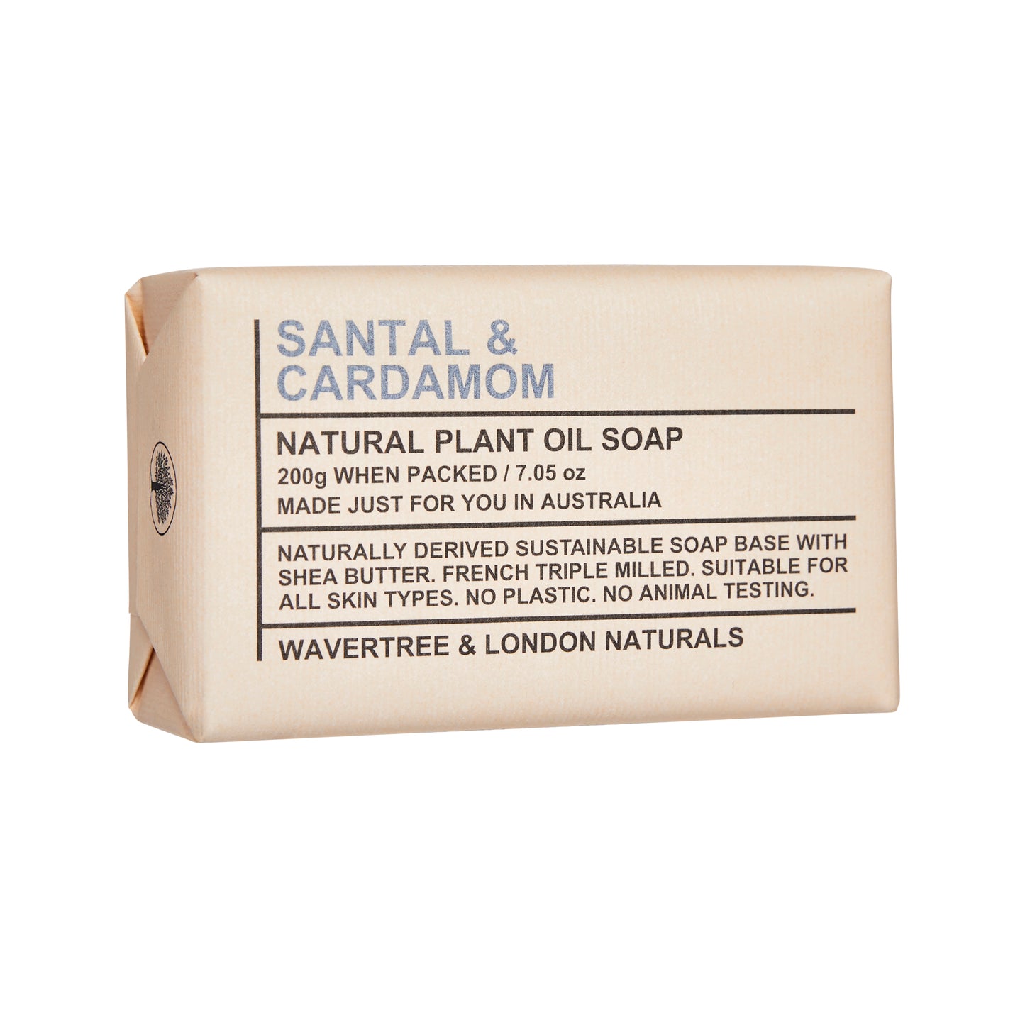 Wavertree & London Santal & Cardamom Soap Bar | Moisturizing, Shea Butter, Triple-Milled | Gentle for Sensitive Skin