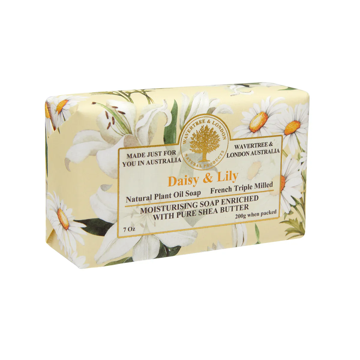 Wavertree & London Daisy & Lilly Soap Bar | Moisturizing Triple-Milled Bar with Shea Butter | Gentle on Skin