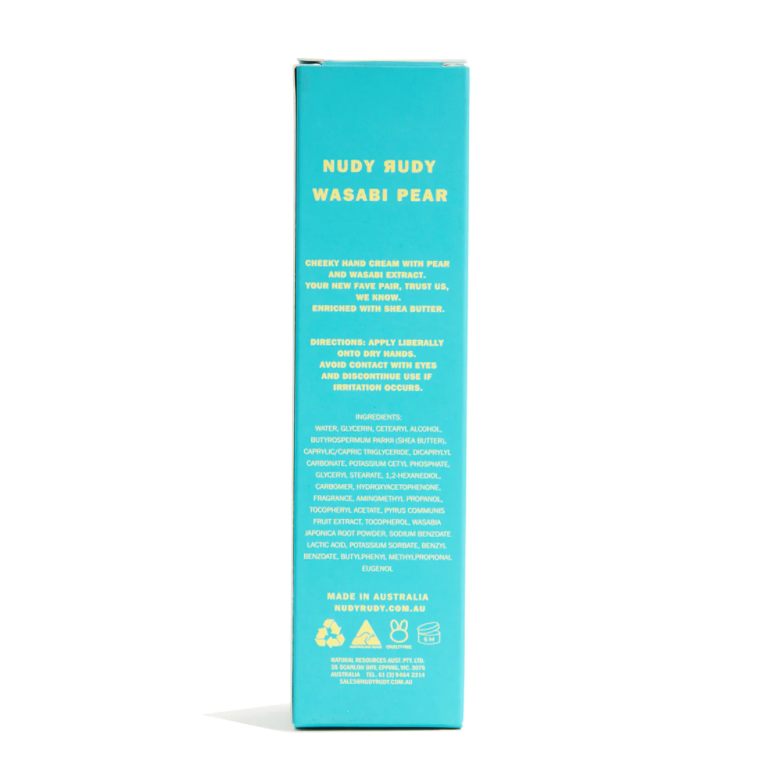 Nudy Rudy Wasabi Pear Hand Cream | Organic Shea Butter | Non-Greasy Lotion | Natural Ingredient Skin Care