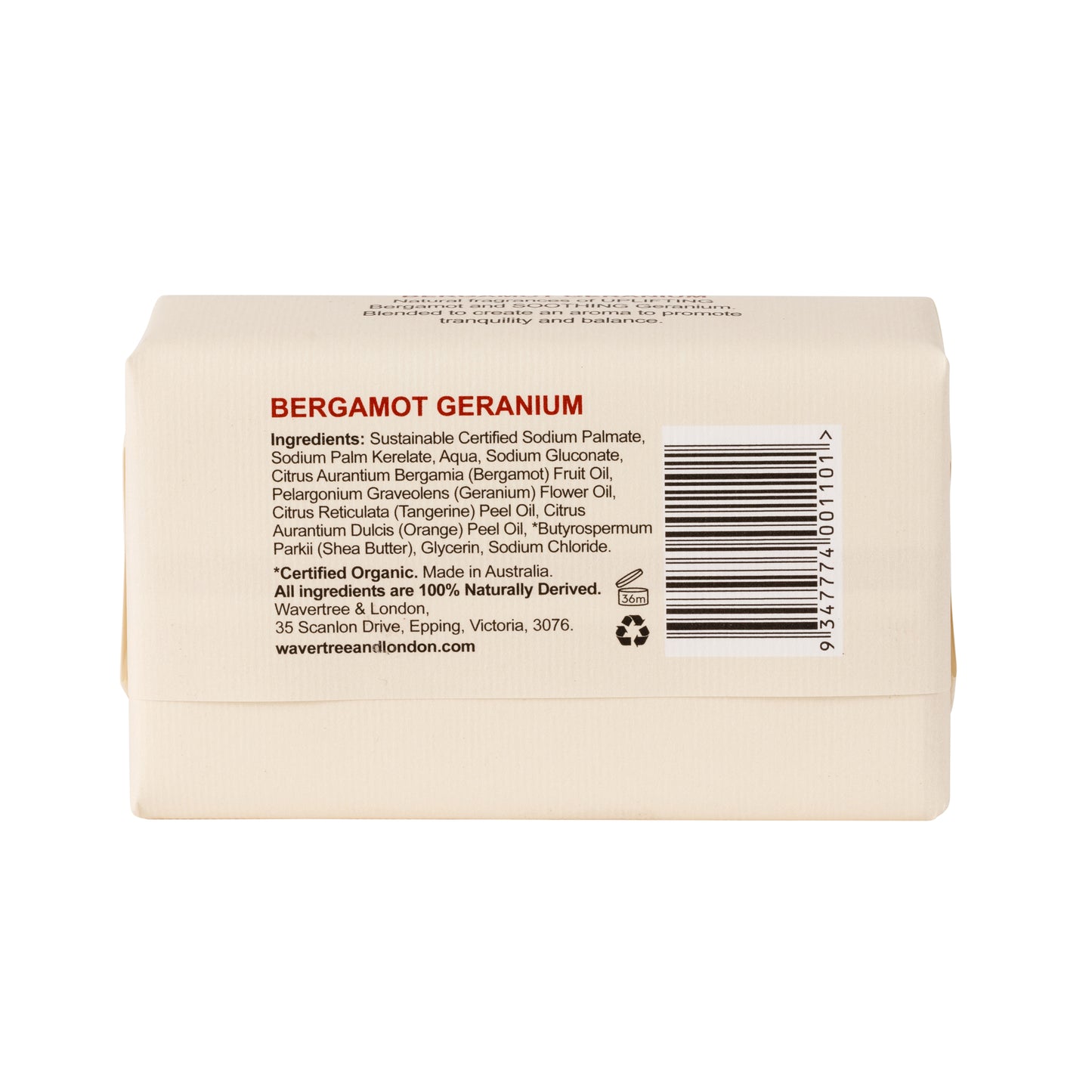 Wavertree & London Bergamot & Geranium Soap Bar