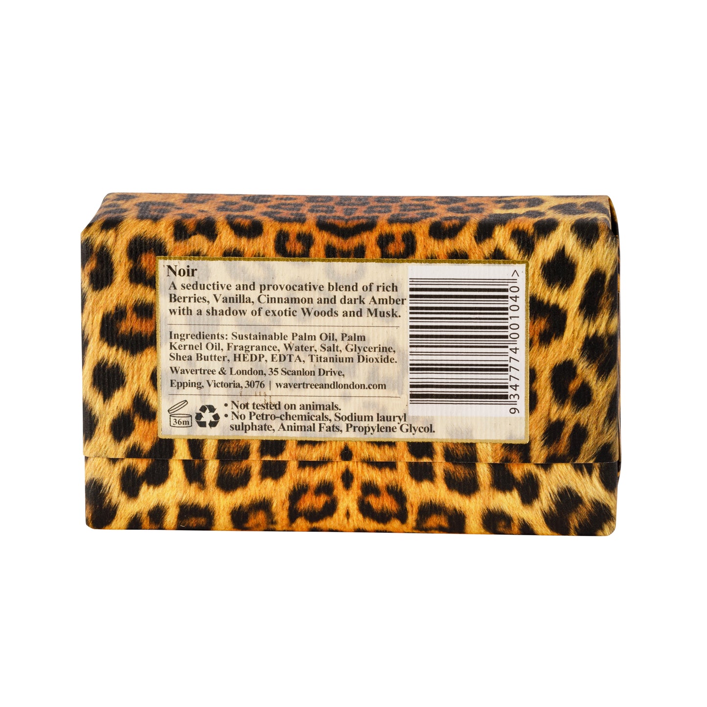 Wavertree & London Noir Soap Bar | Moisturising Triple-Milled Bar with Shea Butter | Gentle on Skin