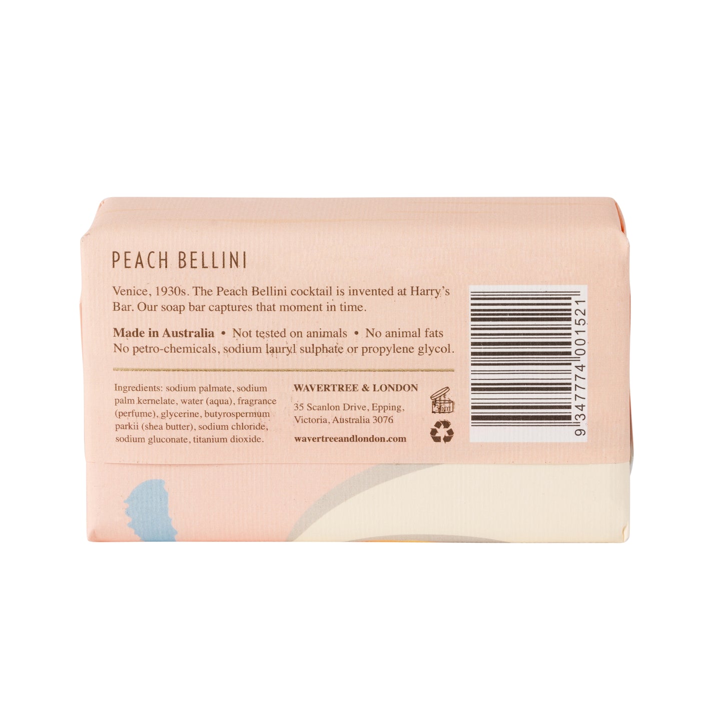 Wavertree & London Peach Bellini Soap Bar | Moisturizing, Shea Butter, Triple-Milled | Gentle for Sensitive Skin