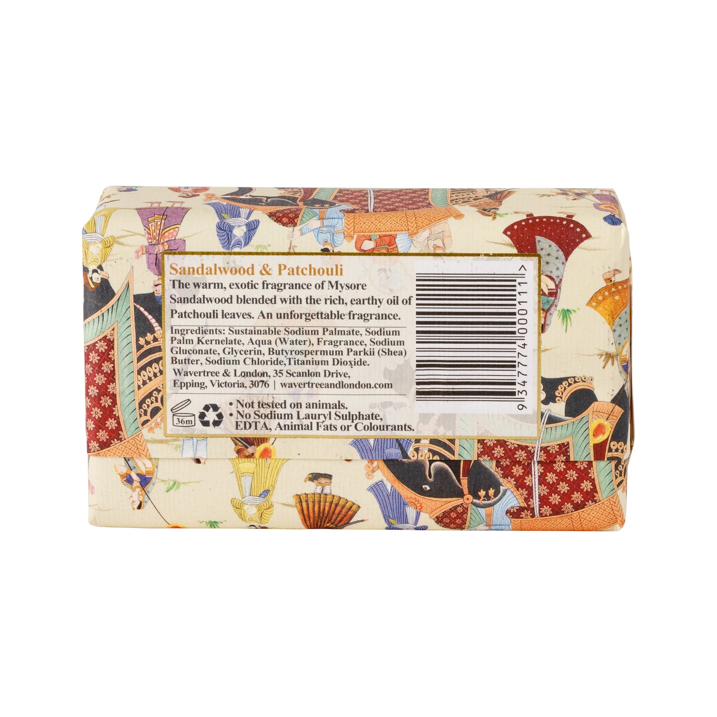 Wavertree & London Sandalwood & Patchouli Soap Bar | Moisturizing, Shea Butter, Triple-Milled | Gentle for Sensitive Skin