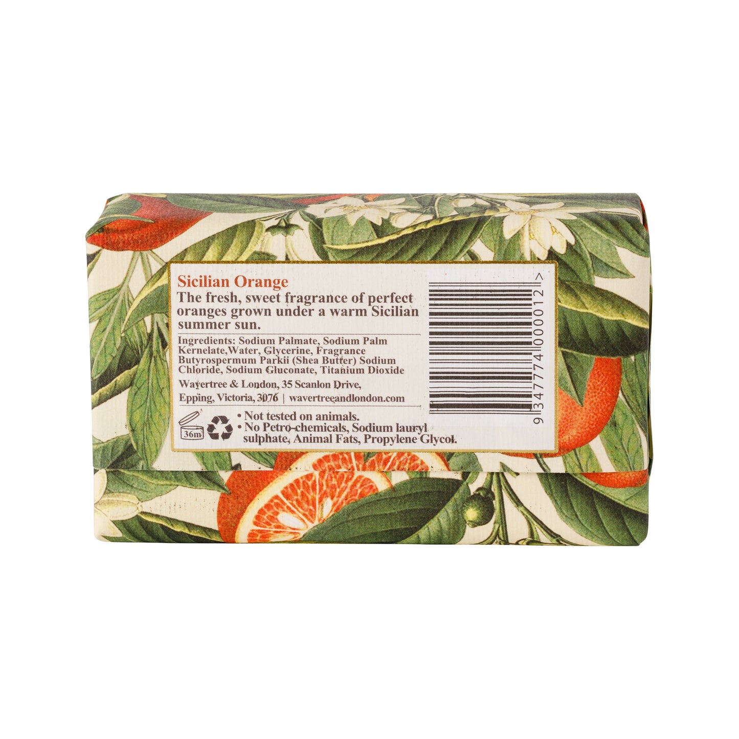 Wavertree & London Sicilian Orange Soap Bar | Moisturizing, Shea Butter, Triple-Milled | Gentle for Sensitive Skin