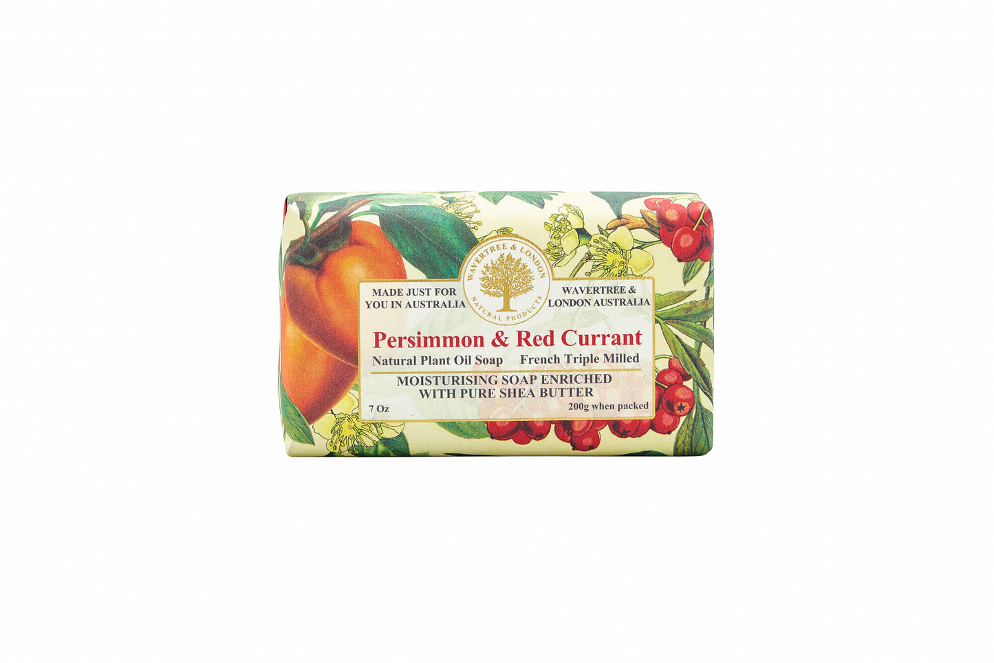 Wavertree & London Persimmon & Red Currant Soap Bar | Moisturizing, Shea Butter, Triple-Milled | Gentle for Sensitive Skin