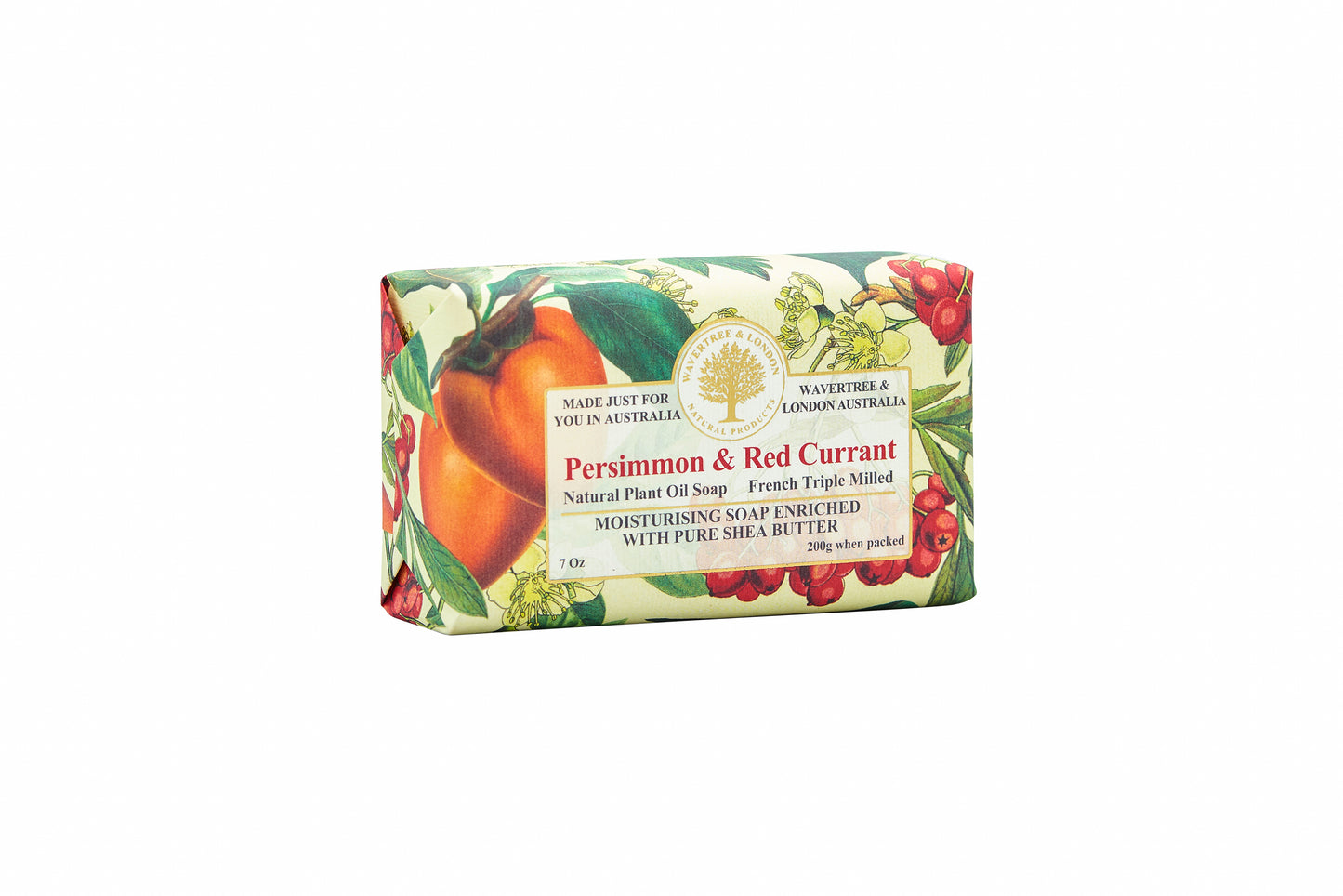 Wavertree & London Persimmon & Red Currant Soap Bar | Moisturizing, Shea Butter, Triple-Milled | Gentle for Sensitive Skin
