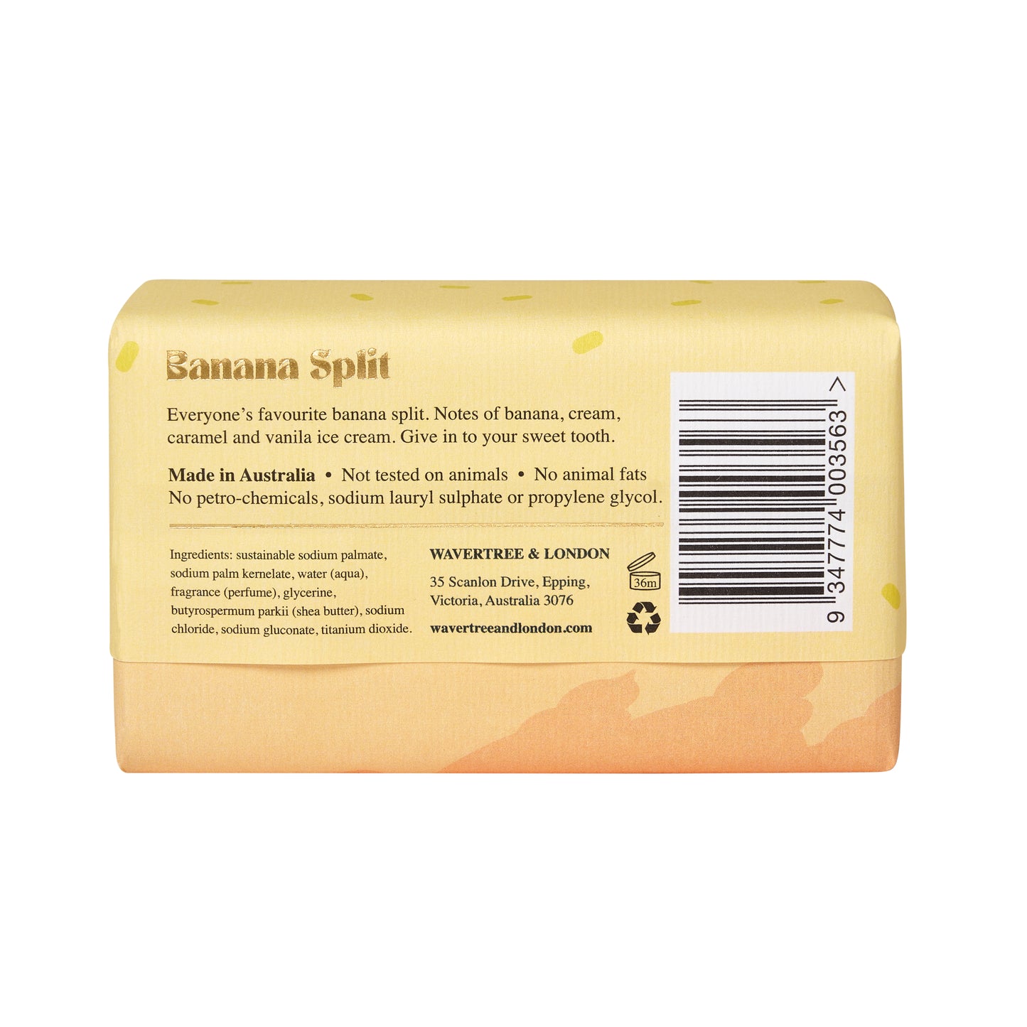 Wavertree & London Banana Split Soap Bar | Moisturizing Triple-Milled Bar with Shea Butter