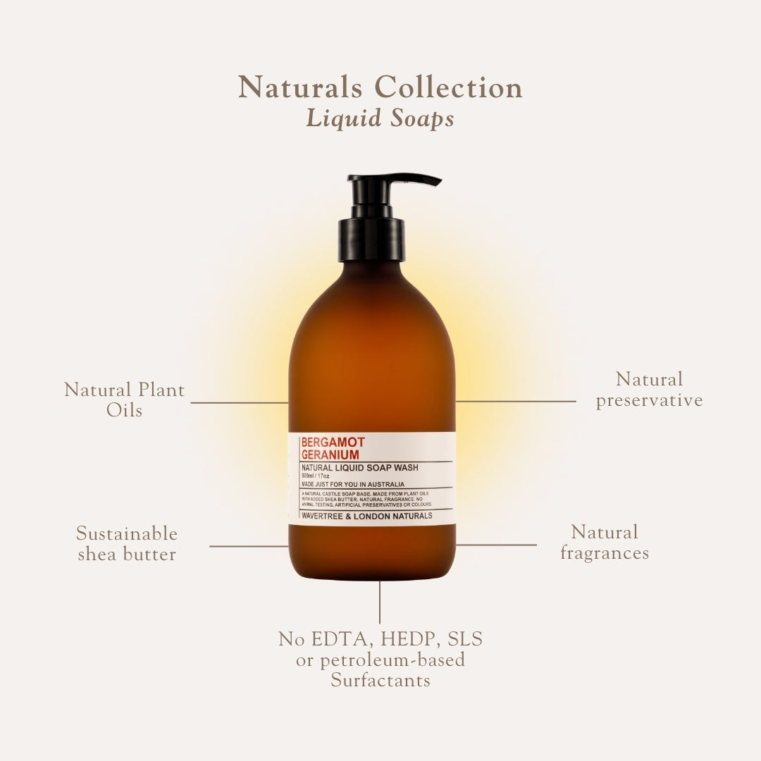 Wavertree & London Bergamot & Geranium Liquid Soap | Shea Butter, Gentle on Sensitive Skin