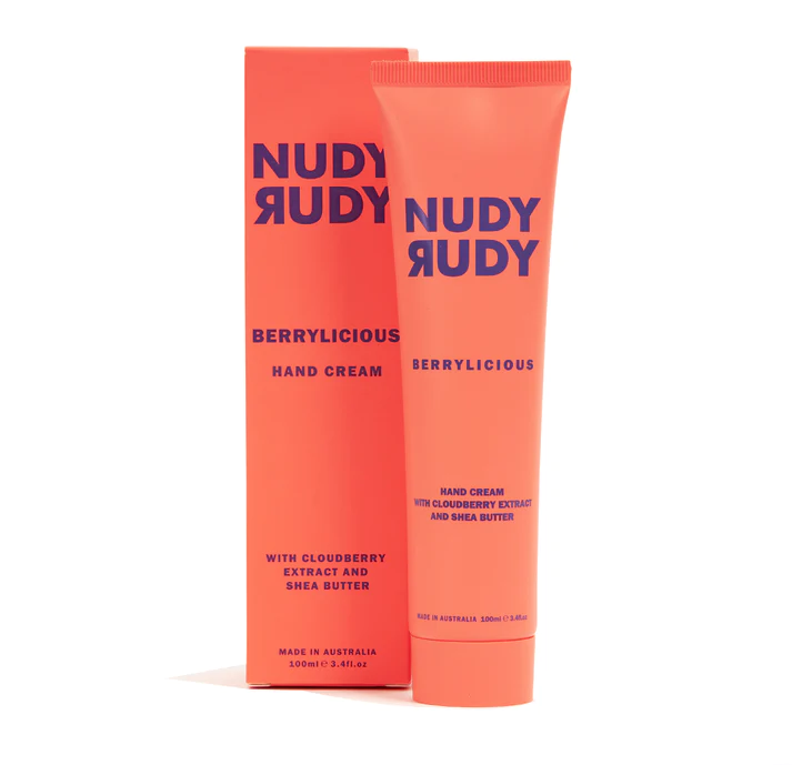 Nudy Rudy Berrylicious Hand Cream | Organic Shea Butter | Non-Greasy Lotion | Natural Ingredient Skin Care
