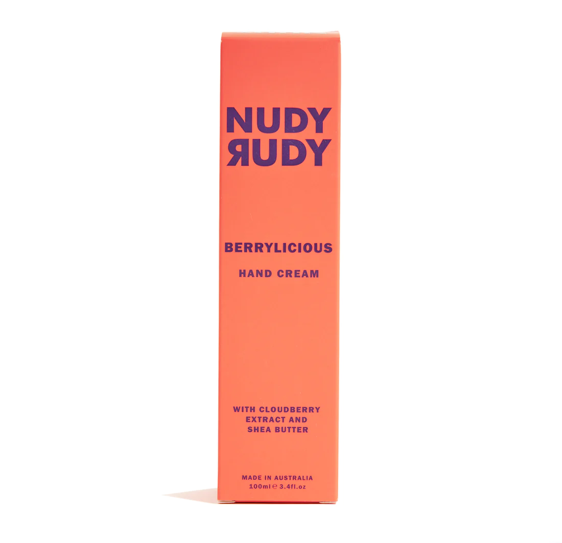 Nudy Rudy Berrylicious Hand Cream | Organic Shea Butter | Non-Greasy Lotion | Natural Ingredient Skin Care