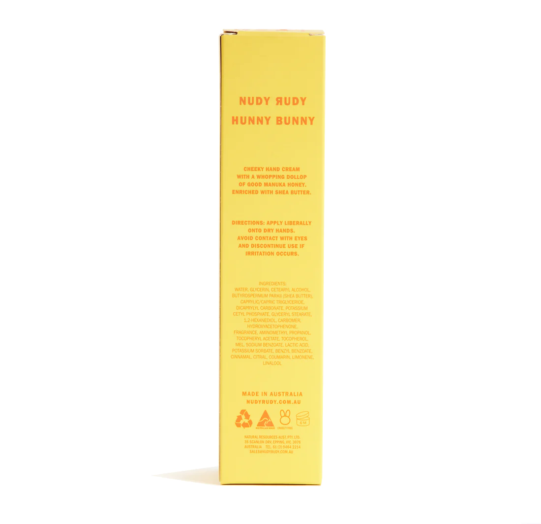 Nudy Rudy Hunny Bunny Hand Cream | Organic Shea Butter | Non-Greasy Lotion | Natural Ingredient Skin Care