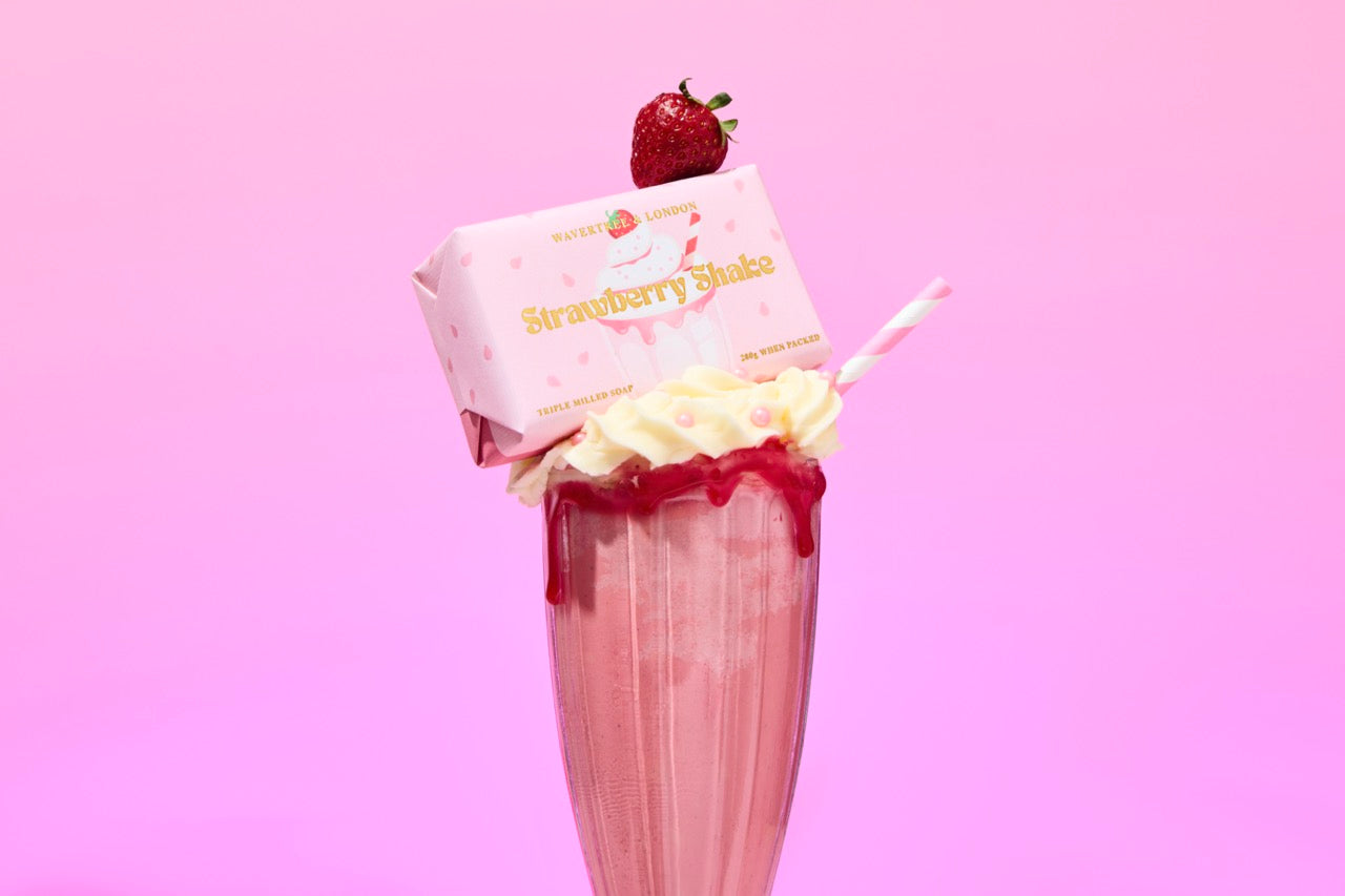 Wavertree & London Strawberry Shake Soap Bar | Moisturizing Triple-Milled Bar with Shea Butter