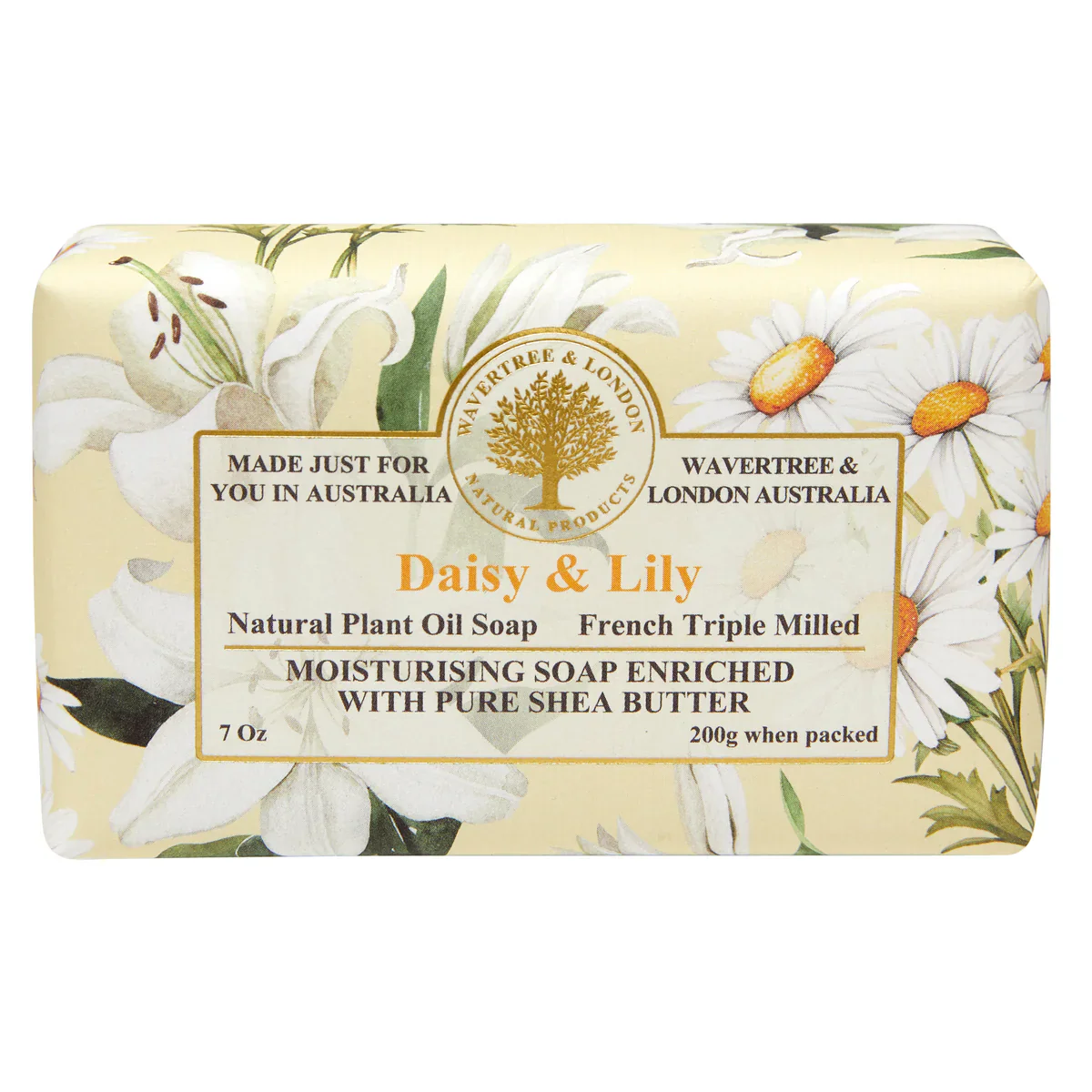 Wavertree & London Daisy & Lilly Soap Bar | Moisturizing Triple-Milled Bar with Shea Butter | Gentle on Skin