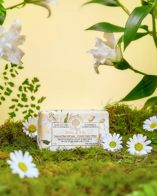 Wavertree & London Daisy & Lilly Soap Bar | Moisturizing Triple-Milled Bar with Shea Butter | Gentle on Skin
