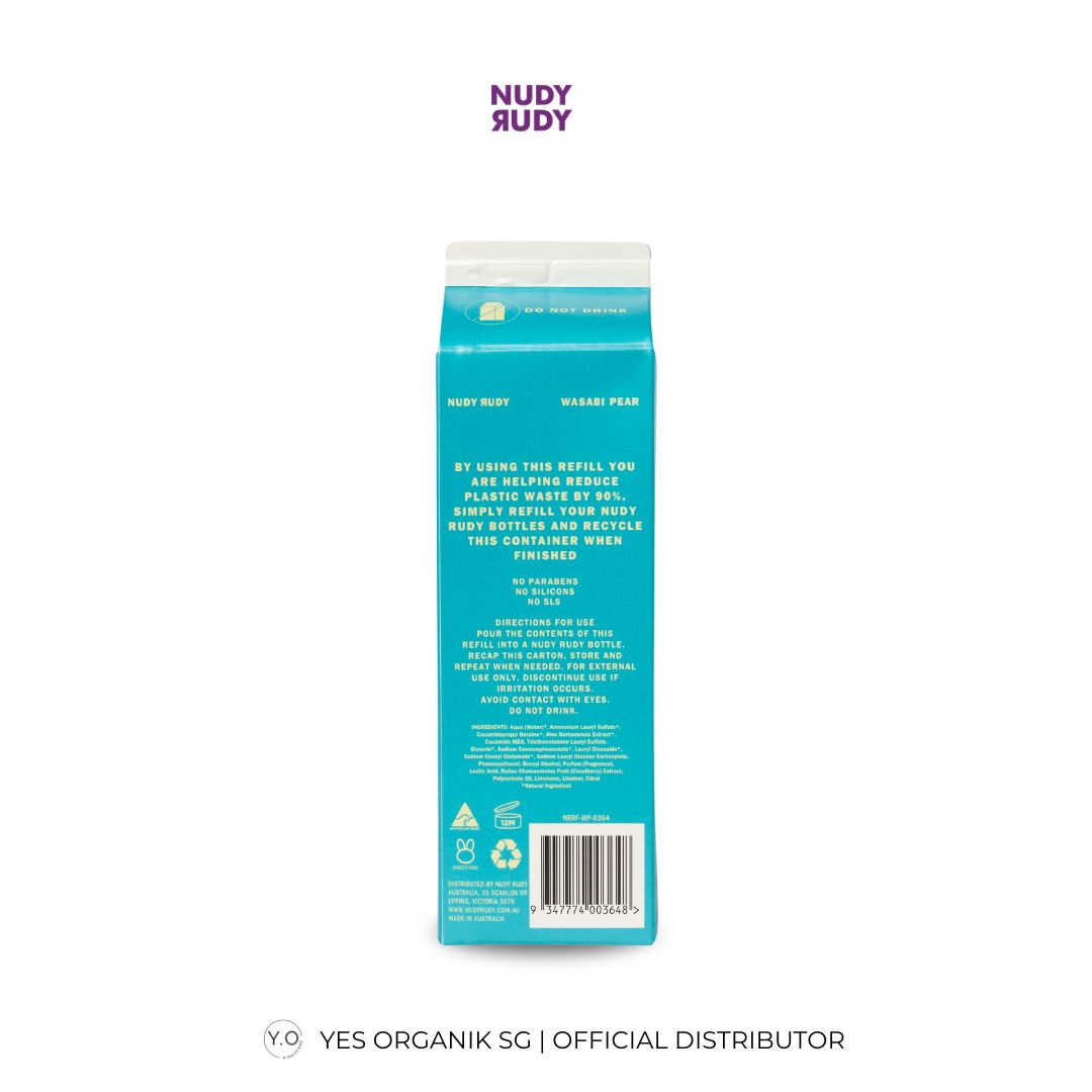 Nudy Rudy Wasabi Pear Hand & Body Wash 1L Refill
