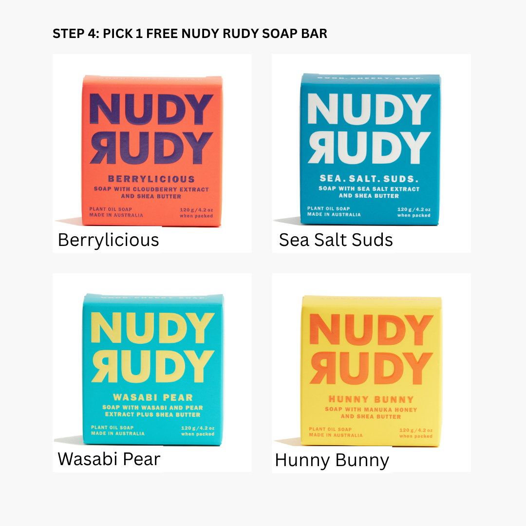 Free Nudy Rudy soap bar in christmas gift set