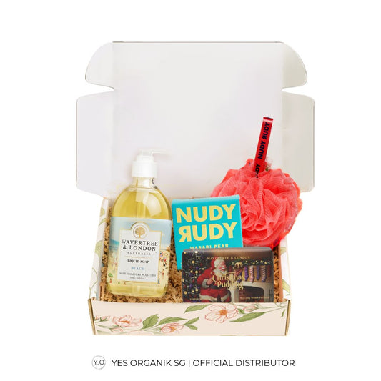 Limited Edition Christmas Gift Box with Wavertree & London soaps and Nudy Rudy Shower puff and Soap Bar