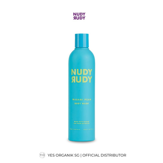 Nudy Rudy body wash bottle on a white background
